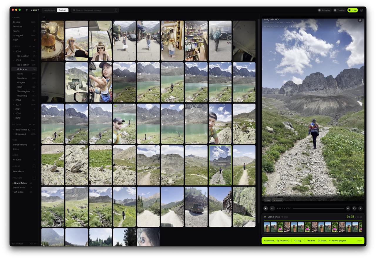 FlowCLP video library with portrait clips and preview player